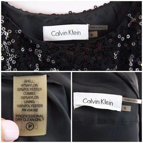 Calvin Klein Long Formal Black Sequin Pleated Ball Gown Dress Jacket Set Sz 6 - Picture 12 of 12